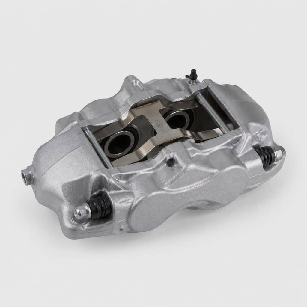 Étrier de frein sport en aluminium monobloc sur fond clair