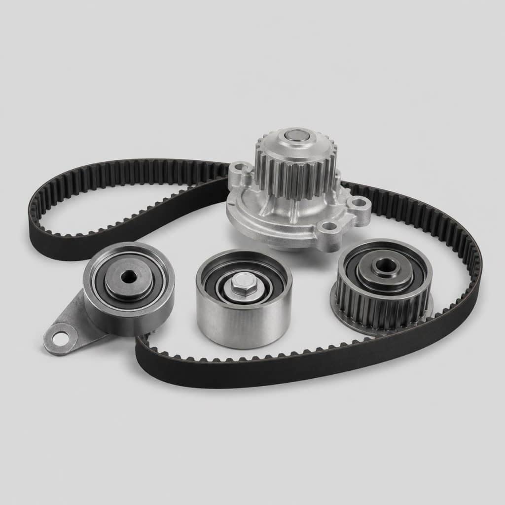 Kit de distribution pour moteur 1.9 TDI sur fond clair