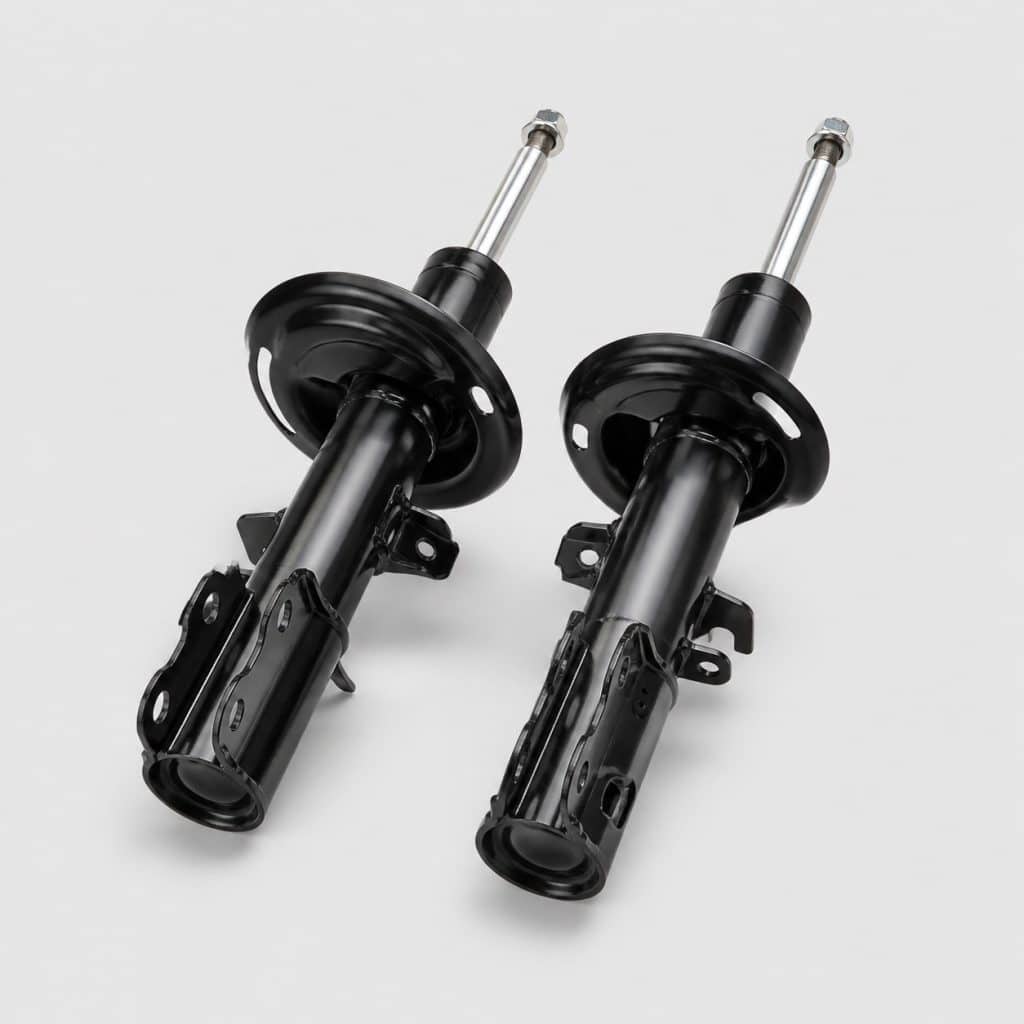 Jeu de deux amortisseurs avant hydrauliques sur fond clair